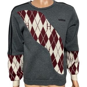 Adidas Gray and Maroon Argyle Sweatshirt